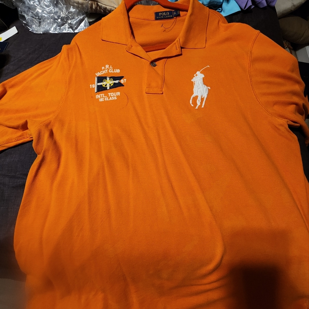 Polo by Ralph Lauren Vibrant Orange Polo Shirt with Embroidered Logo....Size Lt